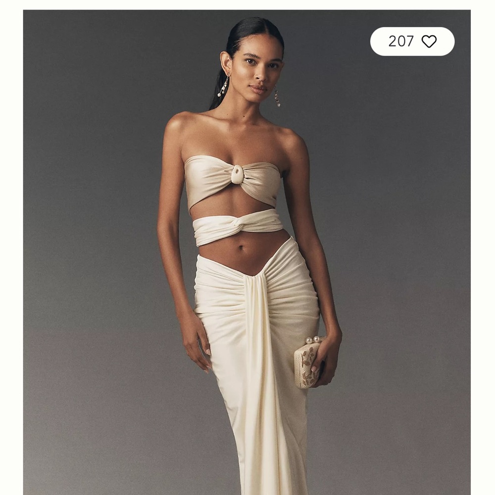 Baobab Collection Strapless Cream Ruched Cutout Dress